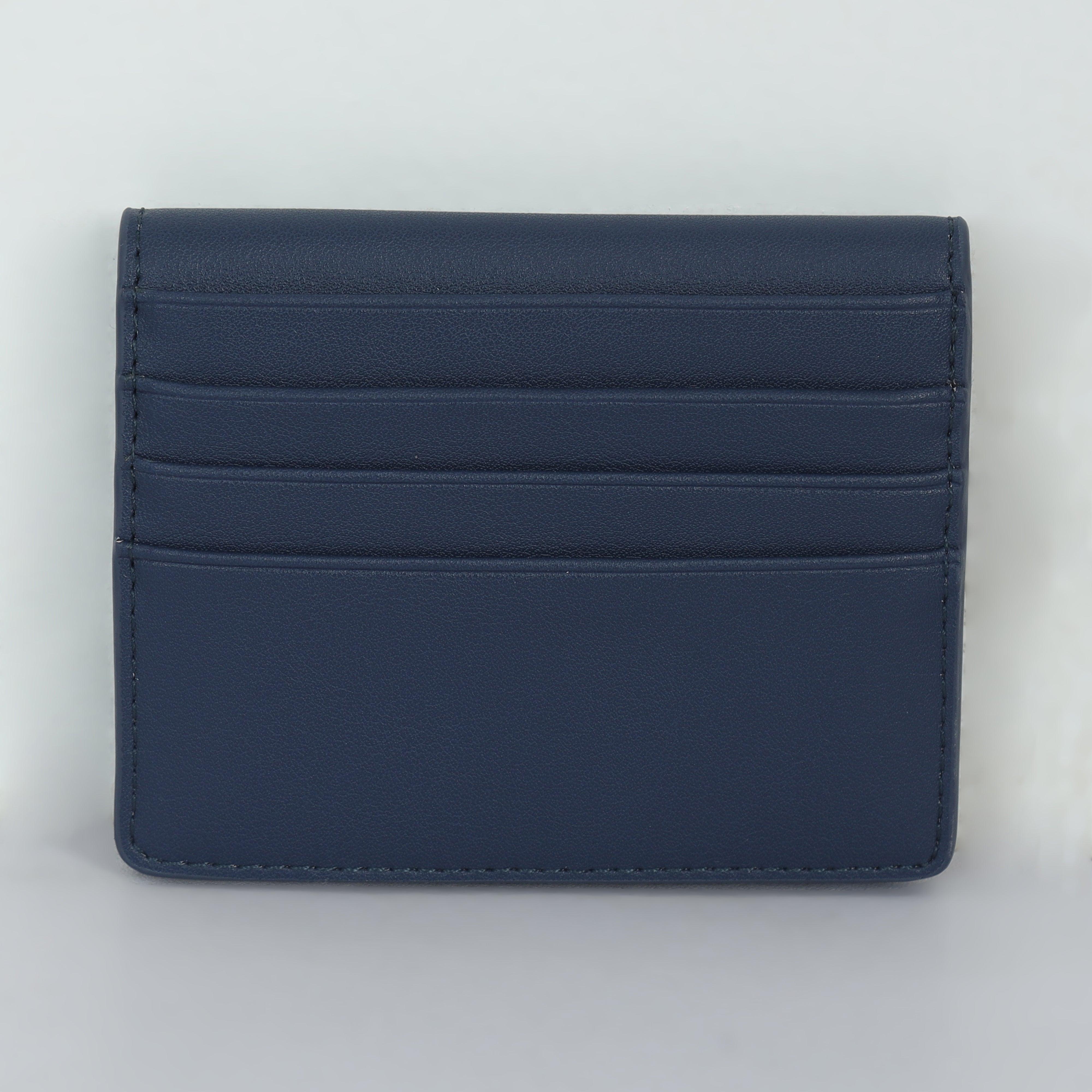 Two Folding Artificial Leather Card Holder Wallet - Blue - Espanshe