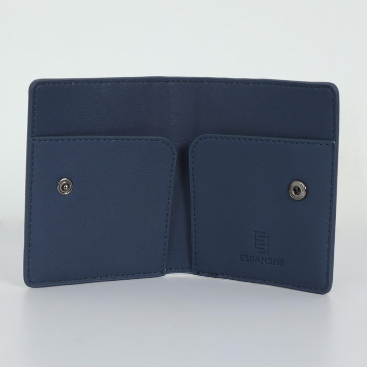 Two Folding Artificial Leather Card Holder Wallet - Blue - Espanshe