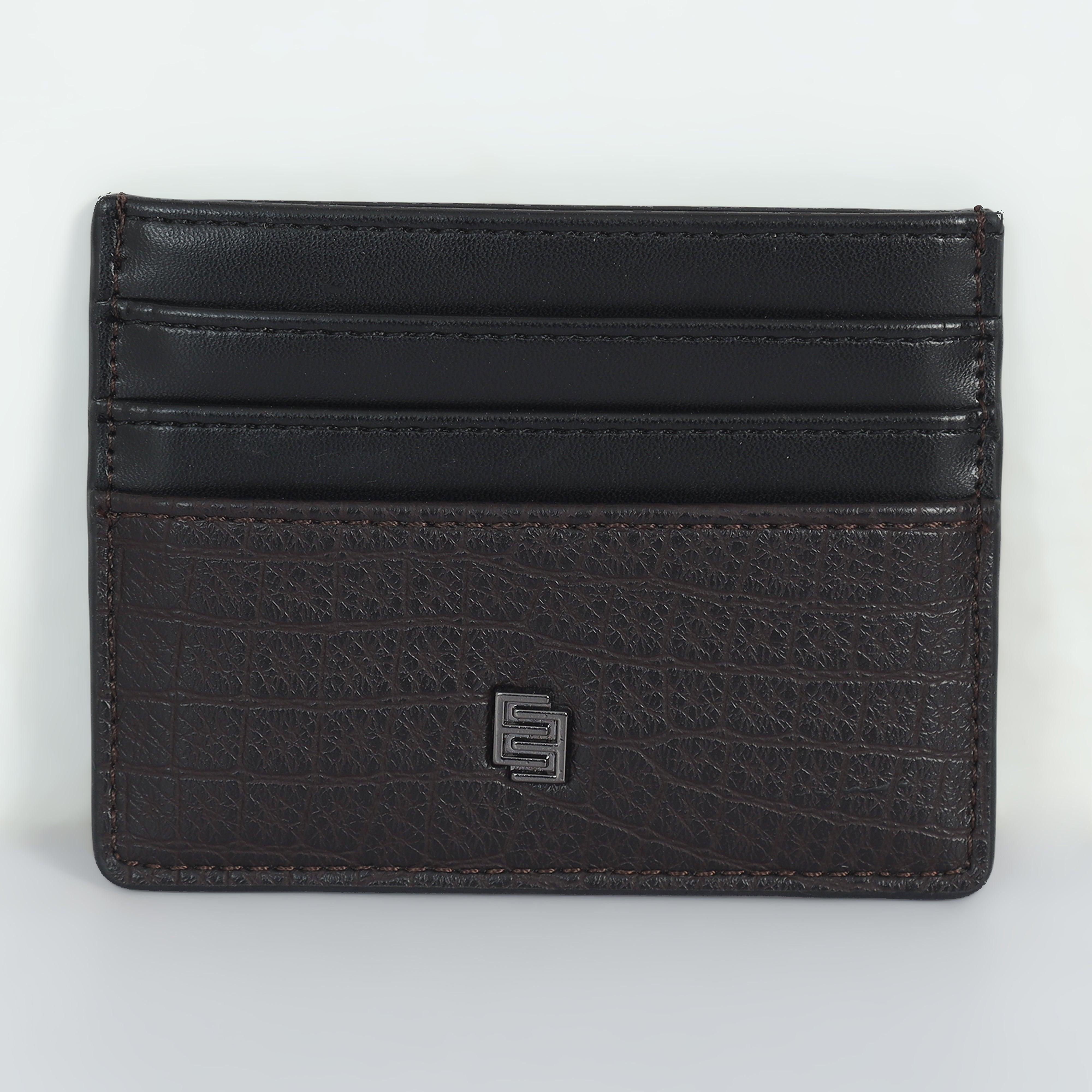 Plane Folding Genuine Leather Card Holder - Coffee Brown - Espanshe