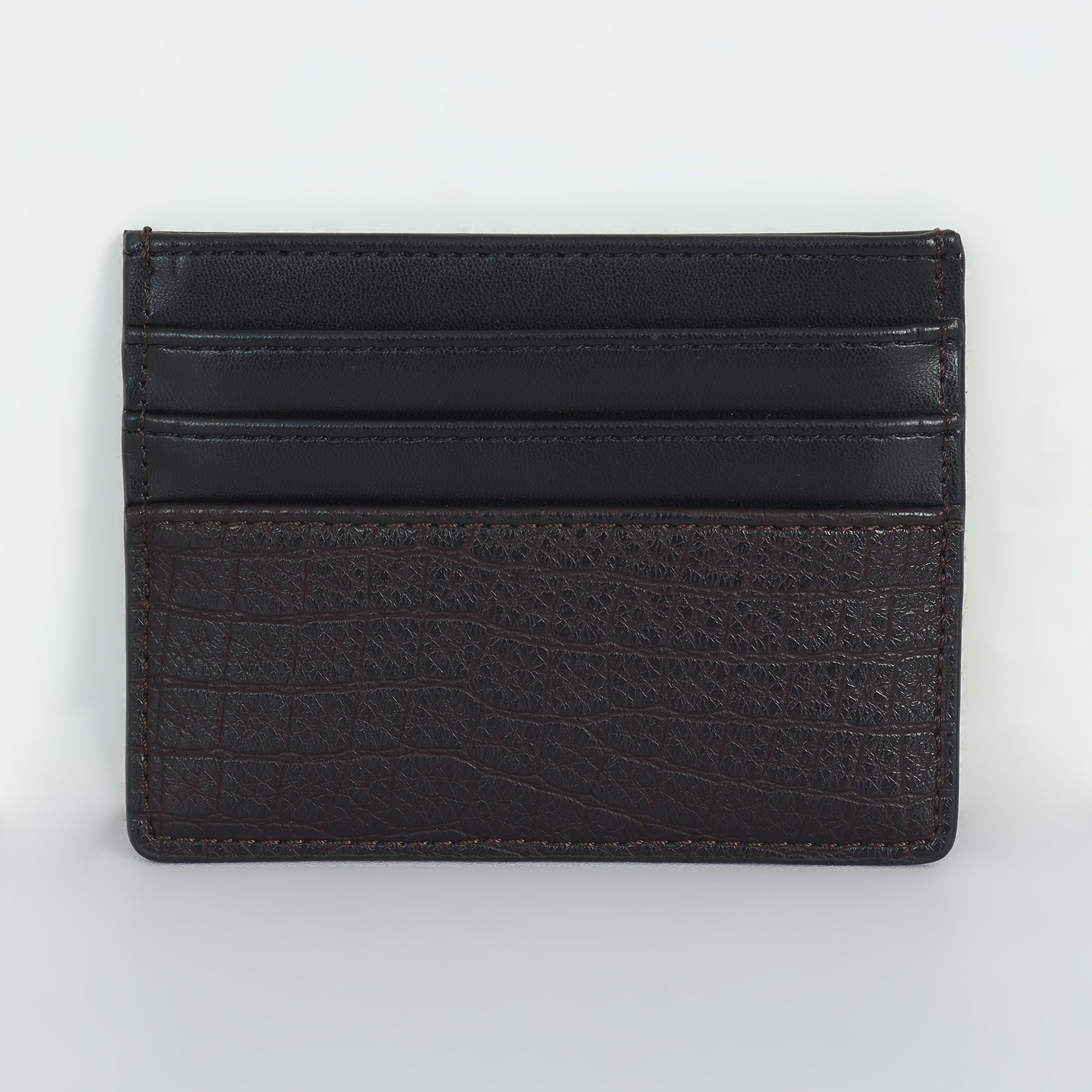 Plane Folding Genuine Leather Card Holder - Coffee Brown - Espanshe