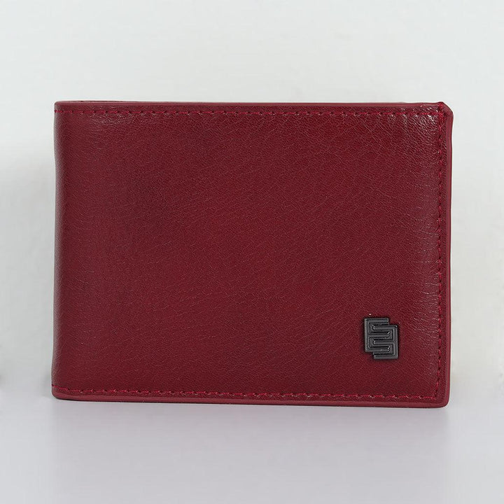 Two Folding Genuine Leather Money Clip Card Holder Wallet - Red - Espanshe