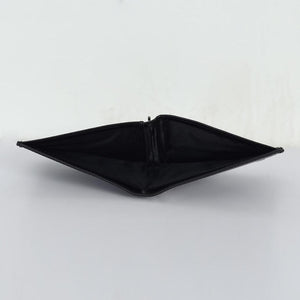 Two Folding Genuine Leather Money Clip Card Holder Wallet - Black - Espanshe
