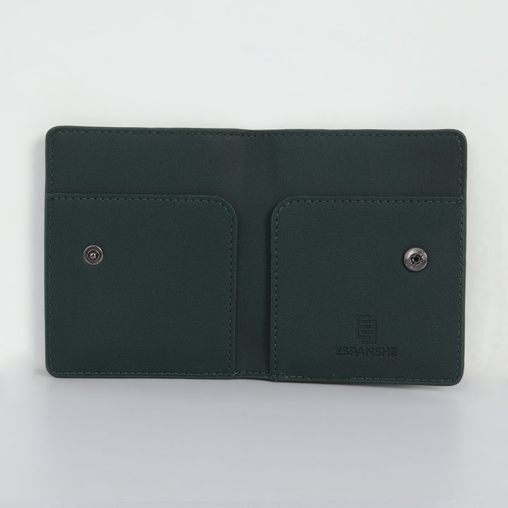 Two Folding Artificial Leather Card Holder Wallet - Green - Espanshe