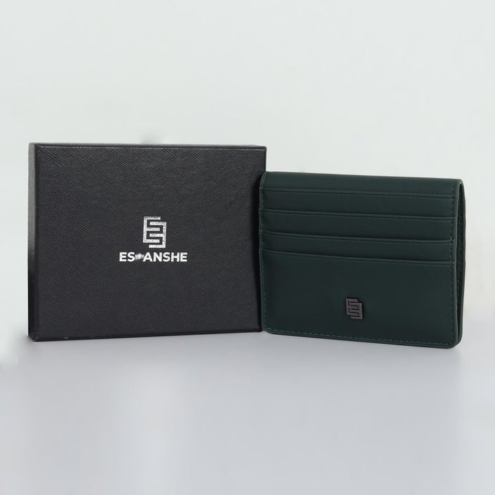 Two Folding Artificial Leather Card Holder Wallet - Green - Espanshe