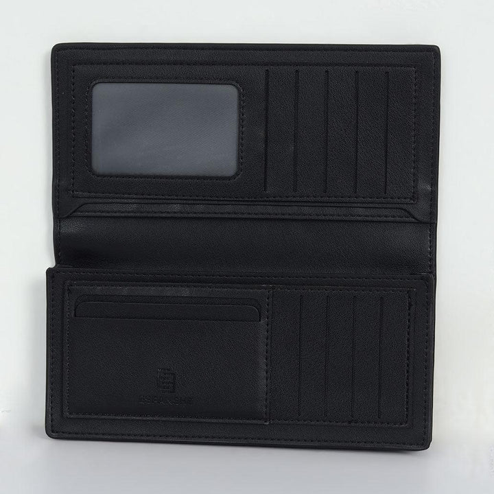 Artificial Leather Hand Wallet with ID Window- Black - Espanshe