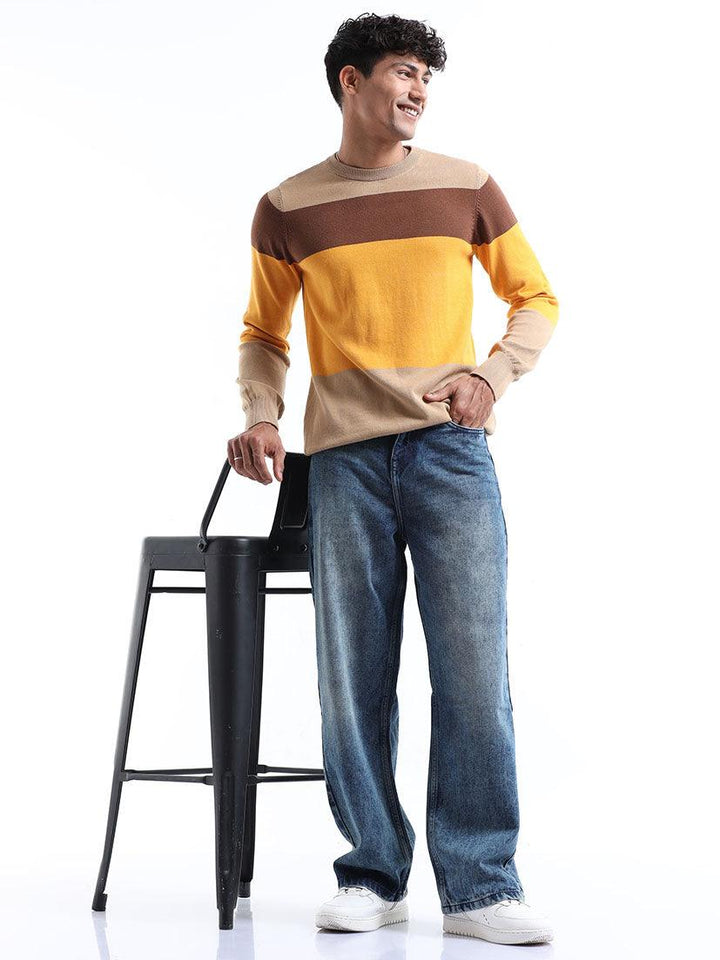 Men's Multicolor Striped Sweater - Espanshe