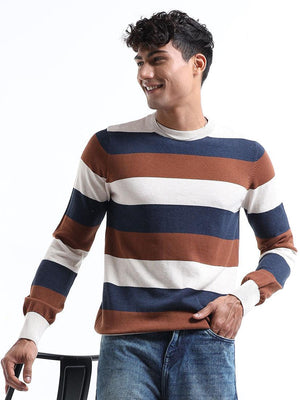 Men's Multicolor Striped Sweater - Espanshe