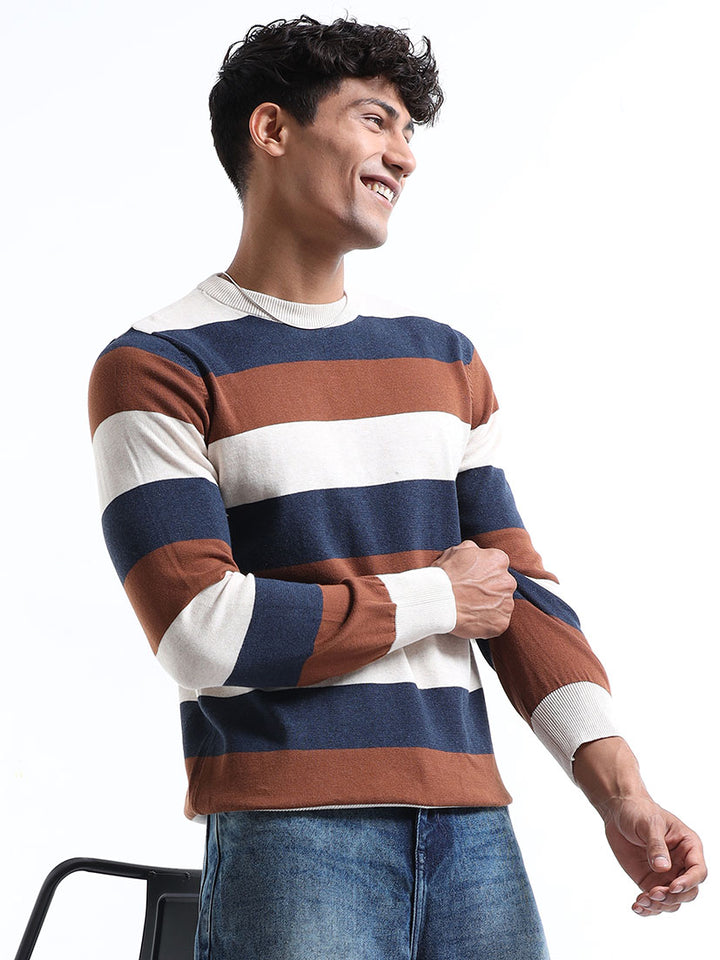 Trending Men's Multicolor Striped Sweater