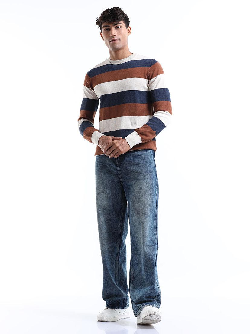 Men's Multicolor Striped Sweater - Espanshe