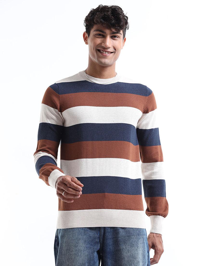 Men's Multicolor Striped Sweater - Espanshe