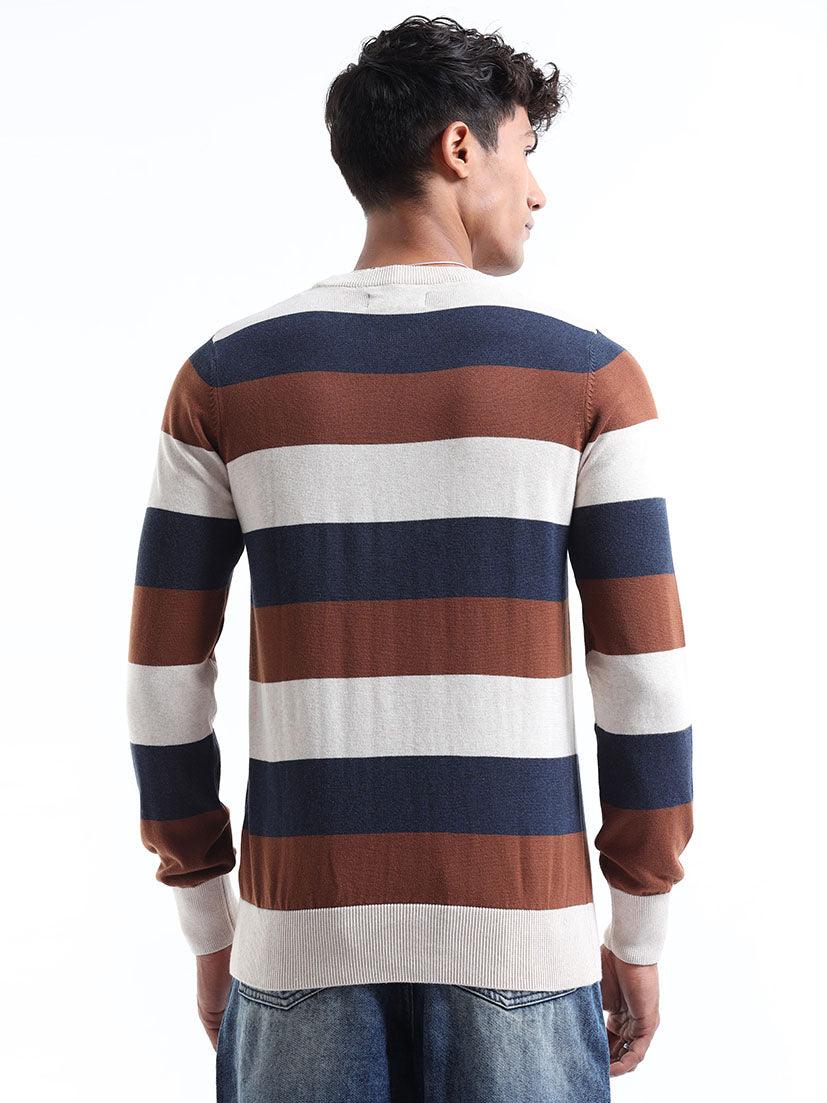 Men's Multicolor Striped Sweater - Espanshe