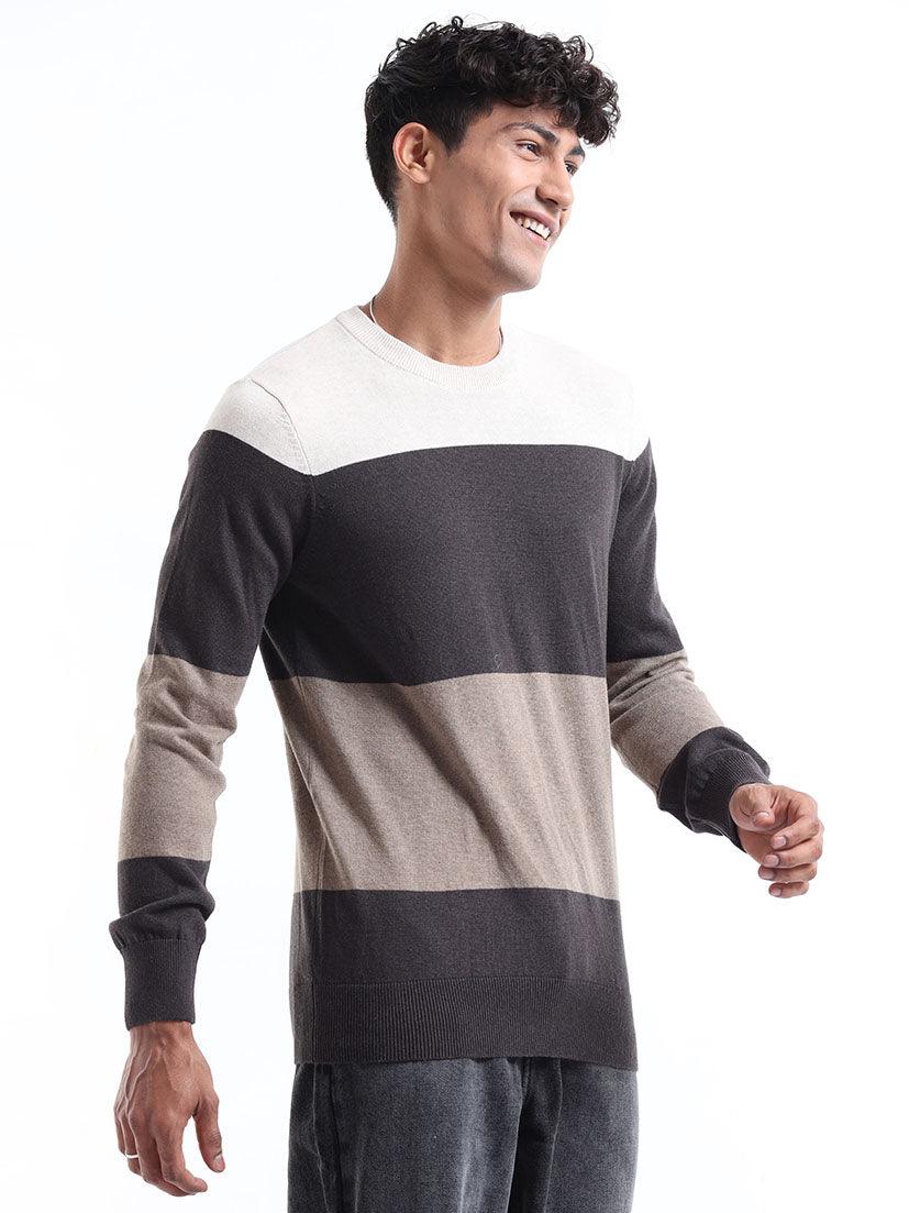 Men's Multicolor Striped Sweater - Espanshe