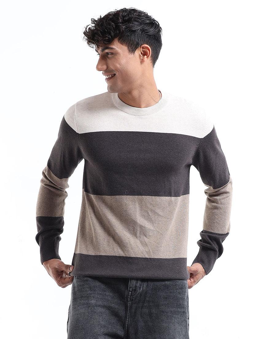 Men's Multicolor Striped Sweater - Espanshe