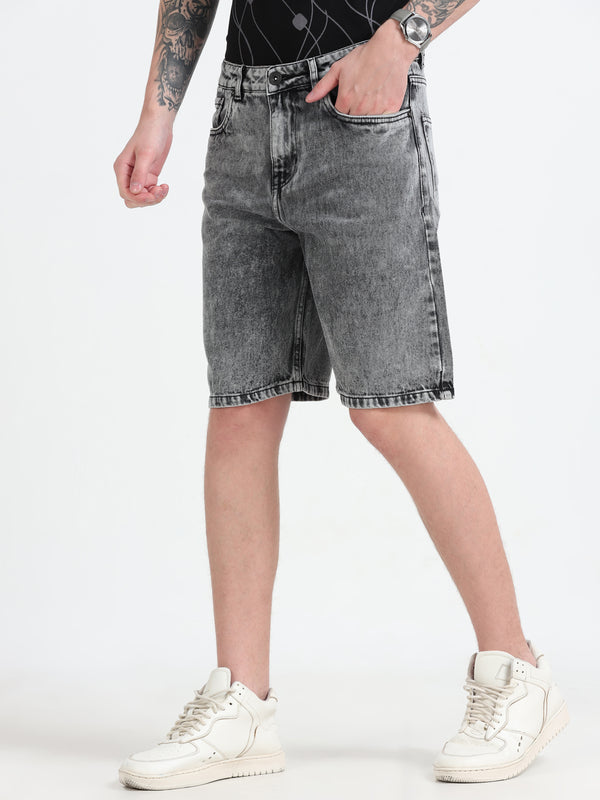 Marlowe - Relaxed Denim Shorts - Gray Shade