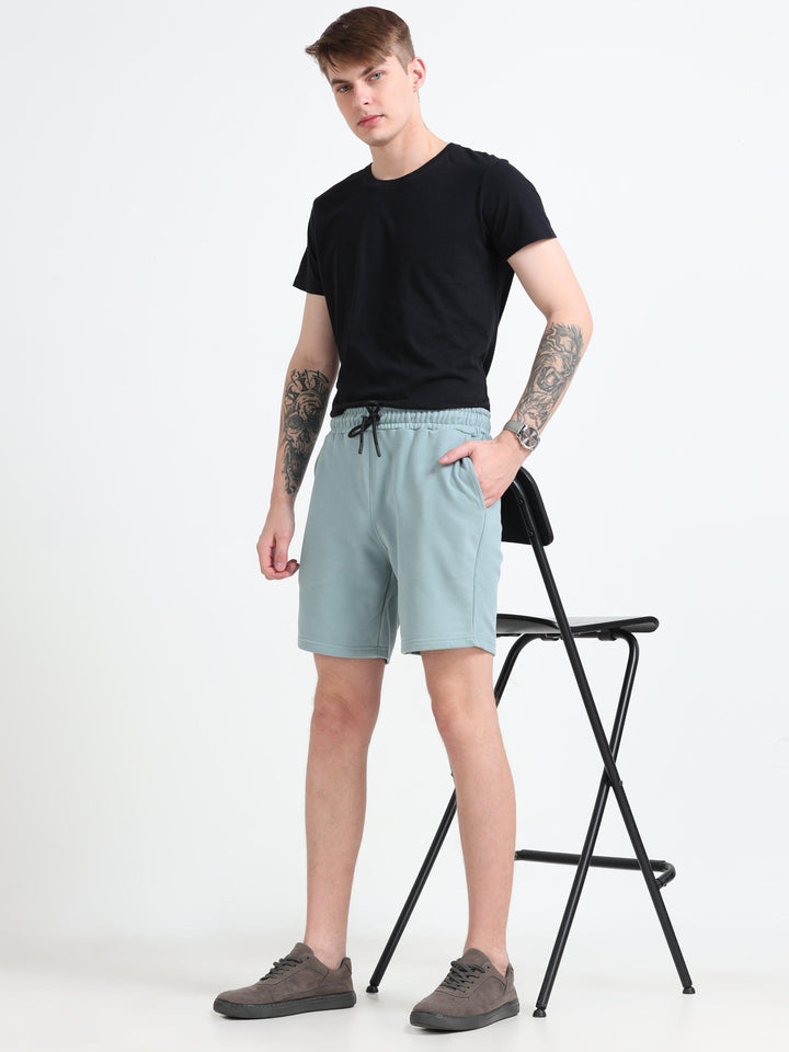 Asheran - Plain Cotton Shorts - Mint Blue - Espanshe