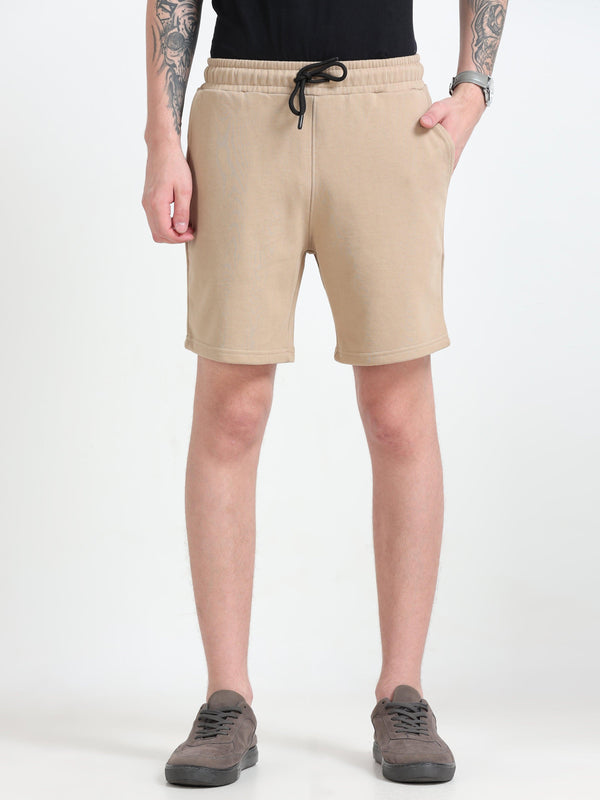 Asheran - Plain Cotton Shorts - Khaki - Espanshe