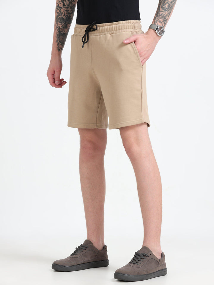 Asheran - Plain Cotton Shorts - Khaki - Espanshe