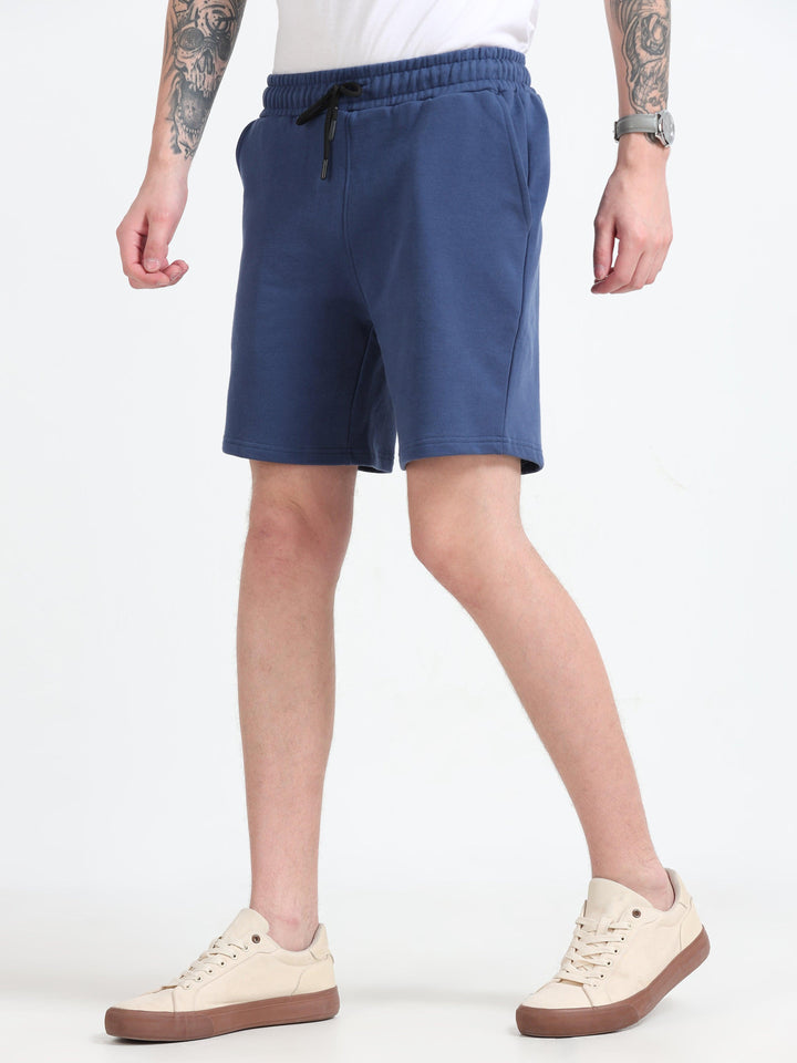 Asheran - Plain Cotton Shorts - Navy Blue - Espanshe