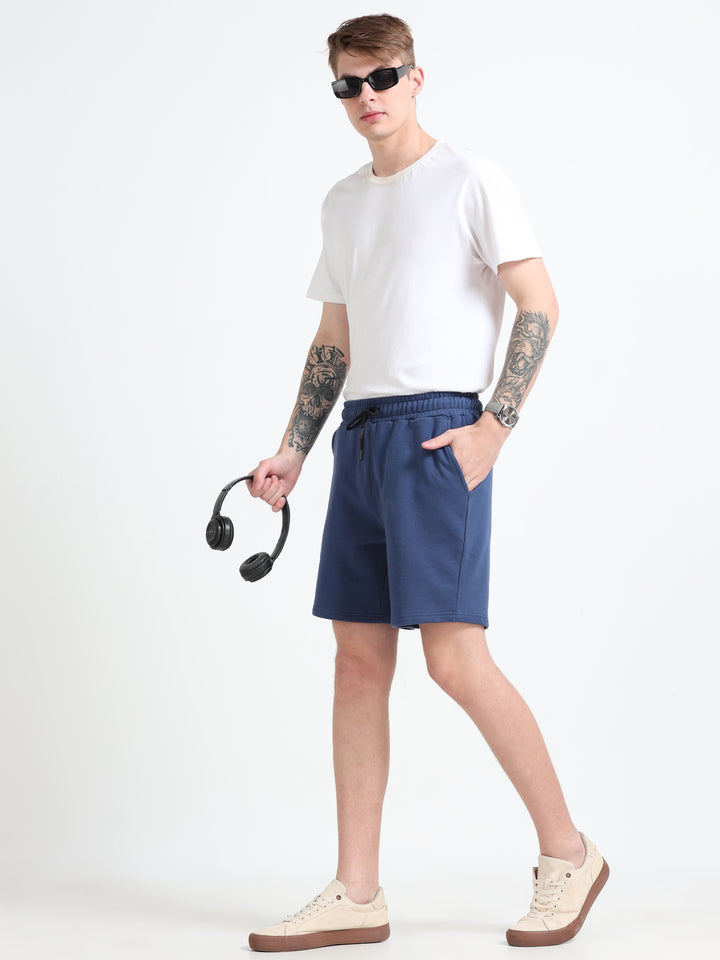 Asheran - Plain Cotton Shorts - Navy Blue - Espanshe