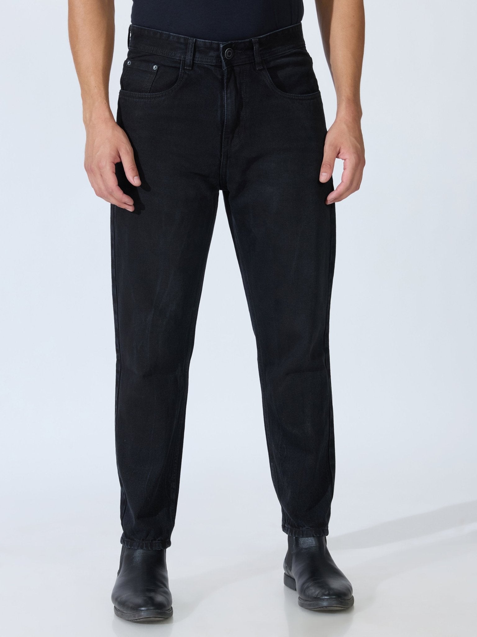 Jade - Crop Fit Jeans - Black - Espanshe