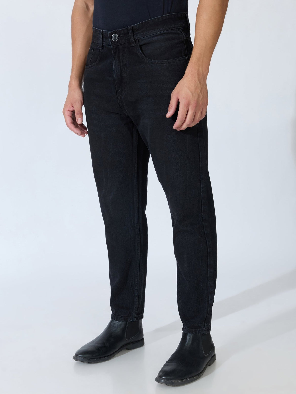 Jade - Crop Fit Jeans - Black - Espanshe