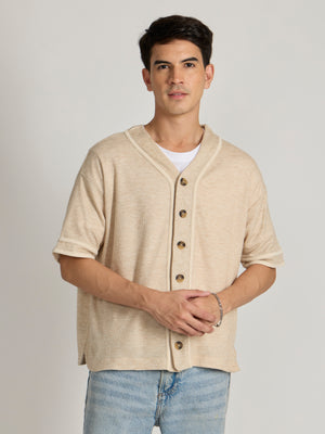 Men's Loose Fit Baseball Shirt - Cream
