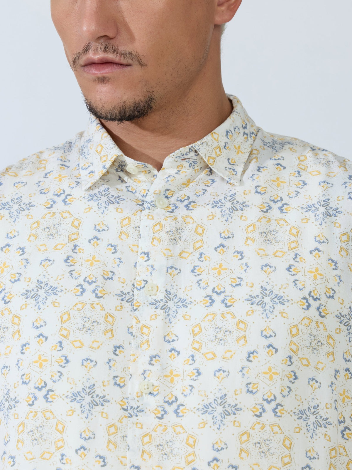 Koralo - Digital Printed Half Sleeve Shirt - Yellow - Espanshe