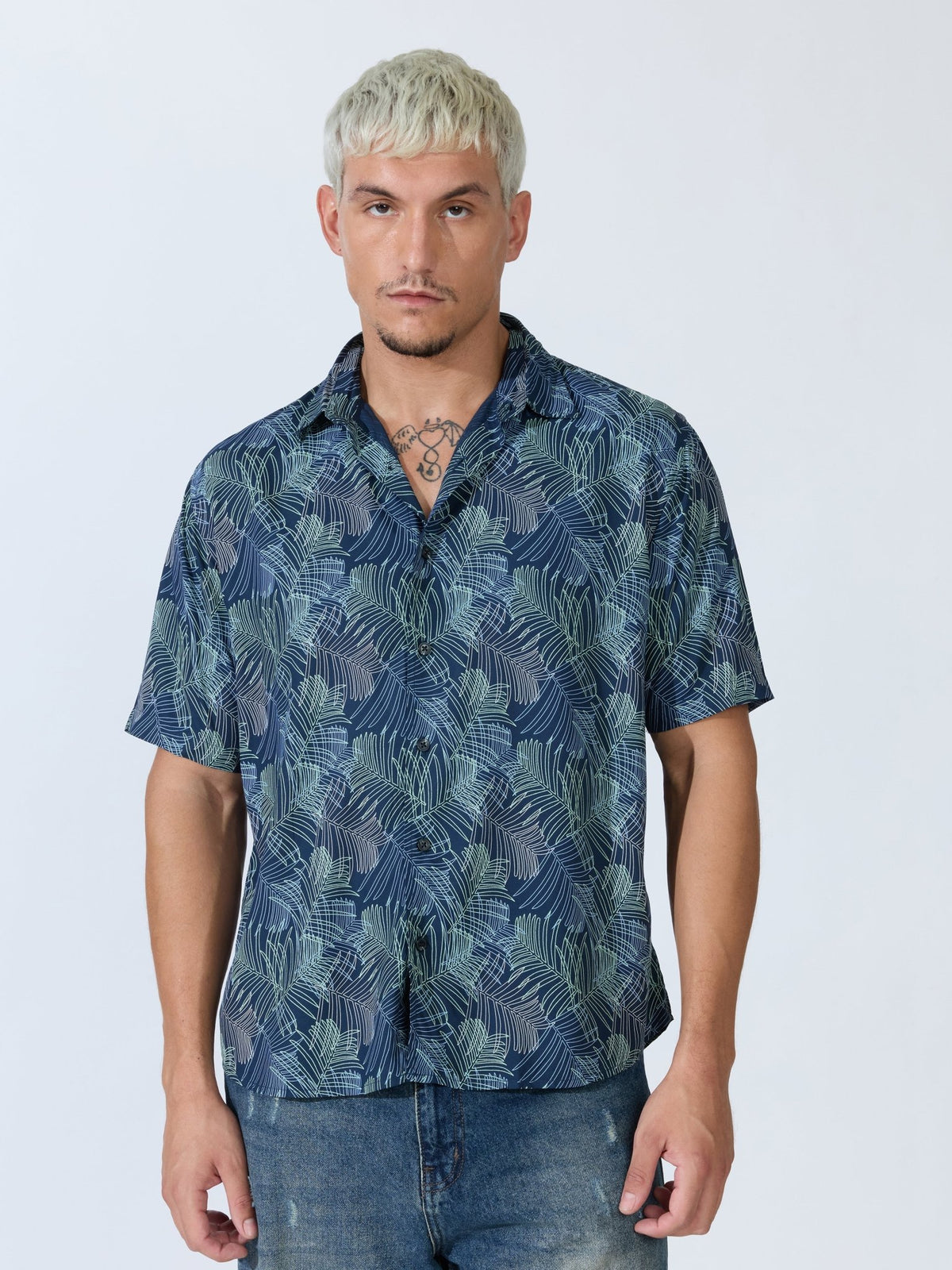 Koralo - Digital Printed Half Sleeve Shirt - Space Blue - Espanshe