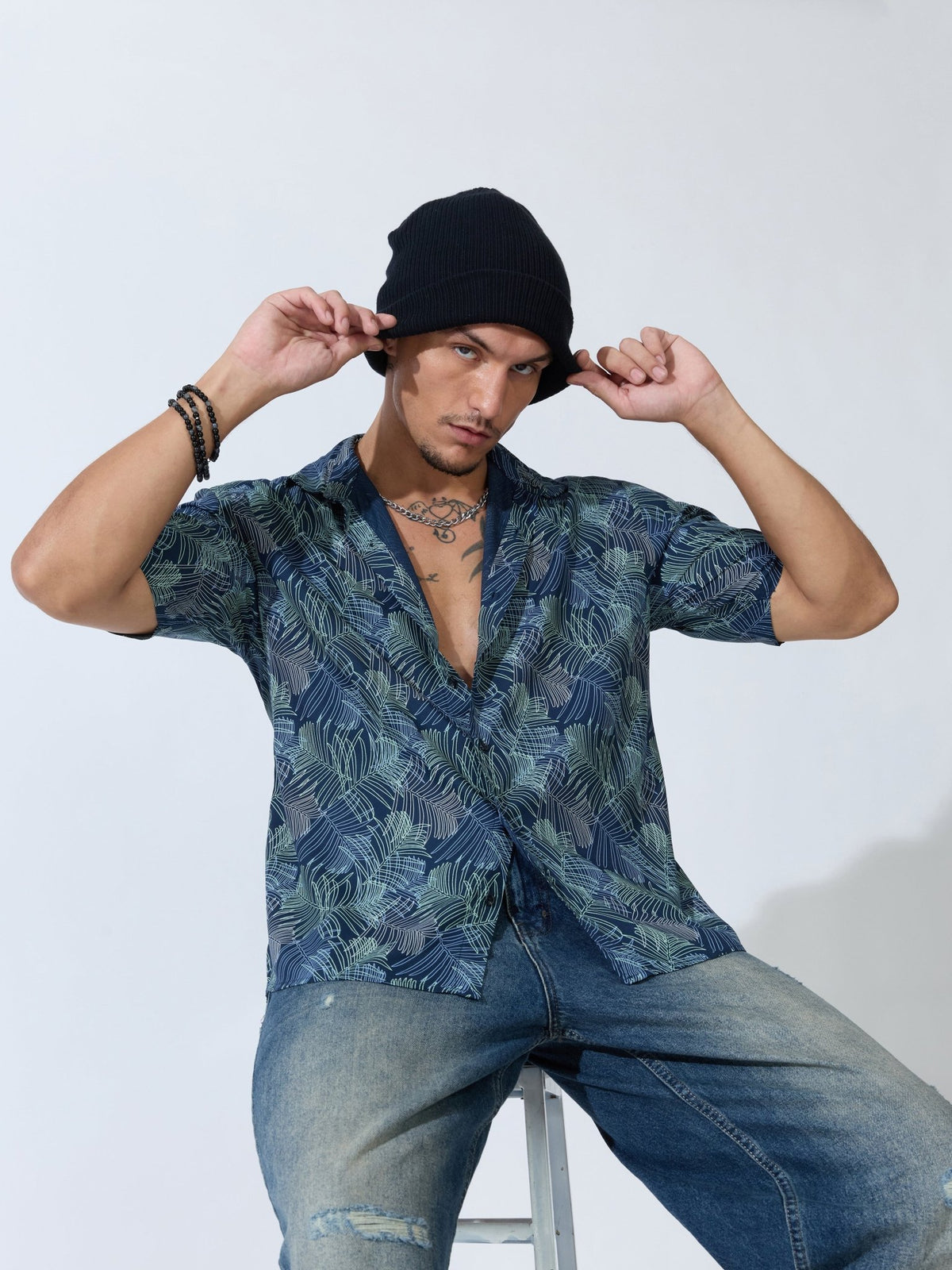Koralo - Digital Printed Half Sleeve Shirt - Space Blue - Espanshe