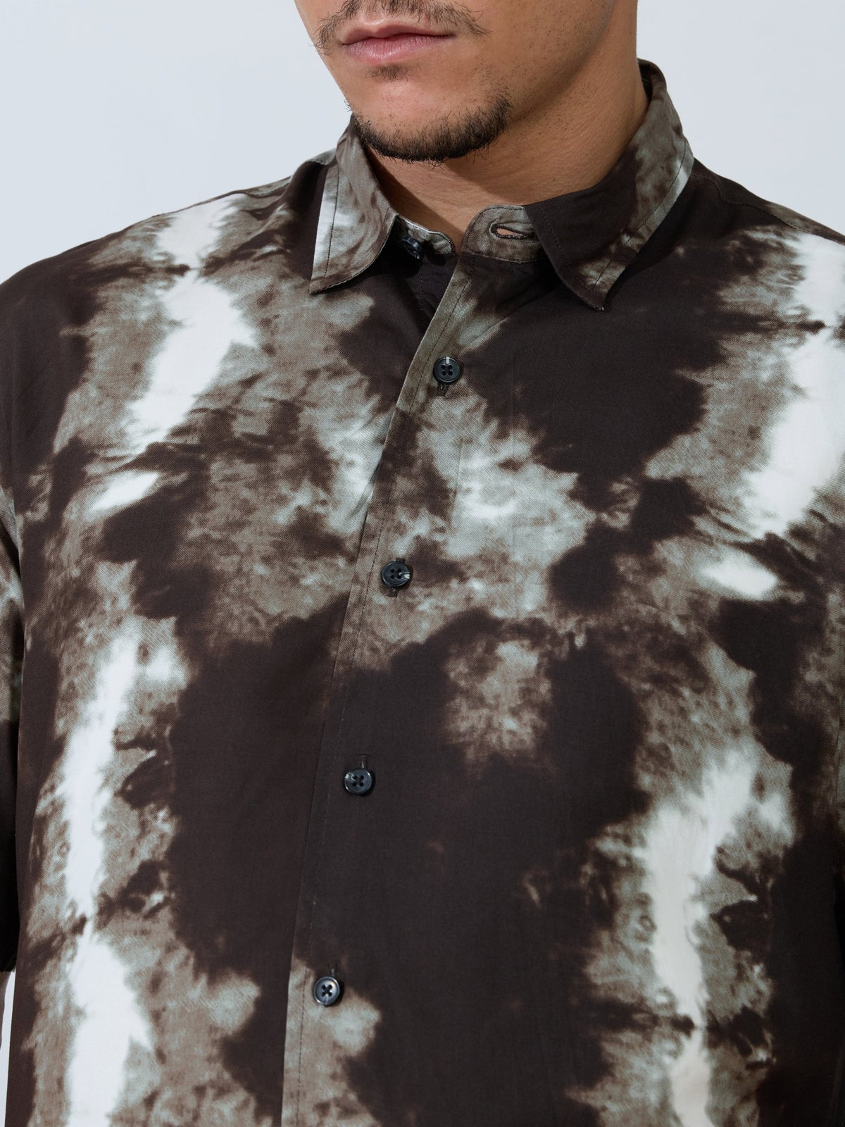 Koralo - Digital Printed Half Sleeve Shirt - Dark Coffee - Espanshe