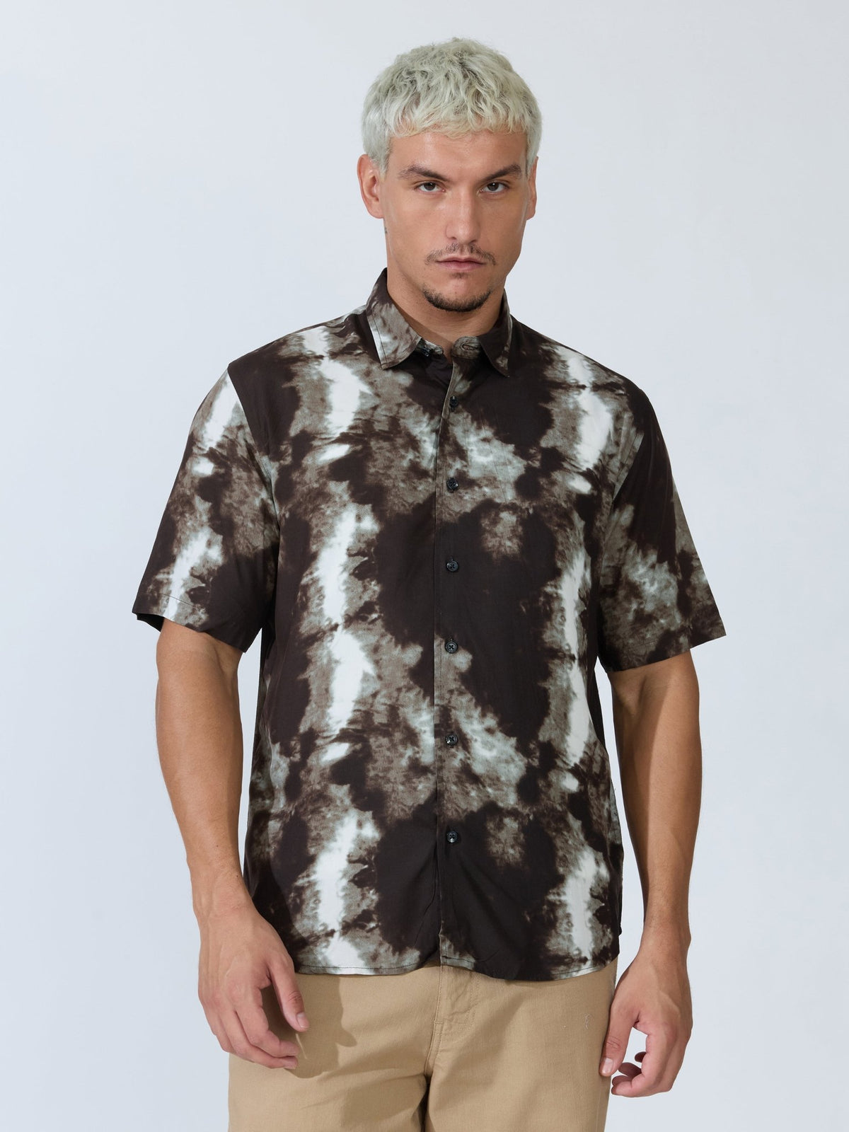 Koralo - Digital Printed Half Sleeve Shirt - Dark Coffee - Espanshe