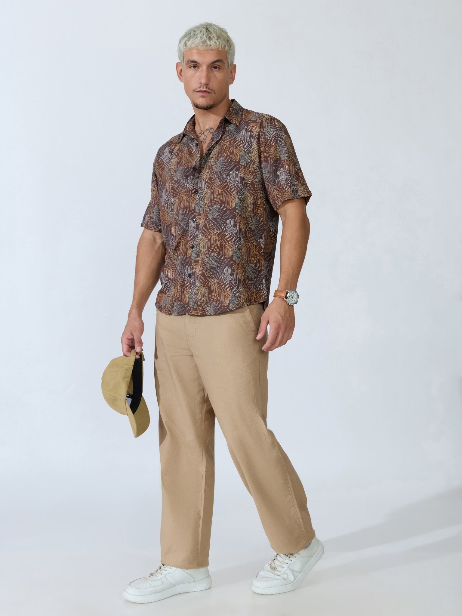 Koralo - Digital Printed Half Sleeve Shirt - Brown - Espanshe