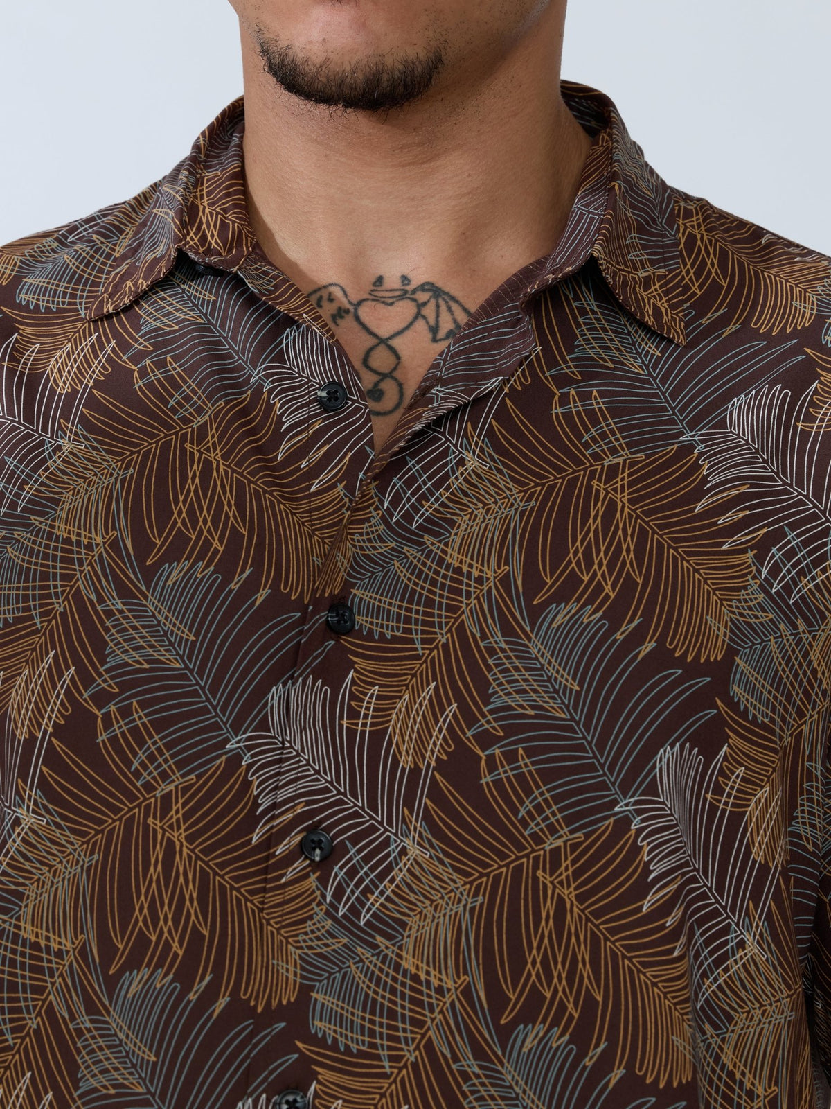 Koralo - Digital Printed Half Sleeve Shirt - Brown - Espanshe