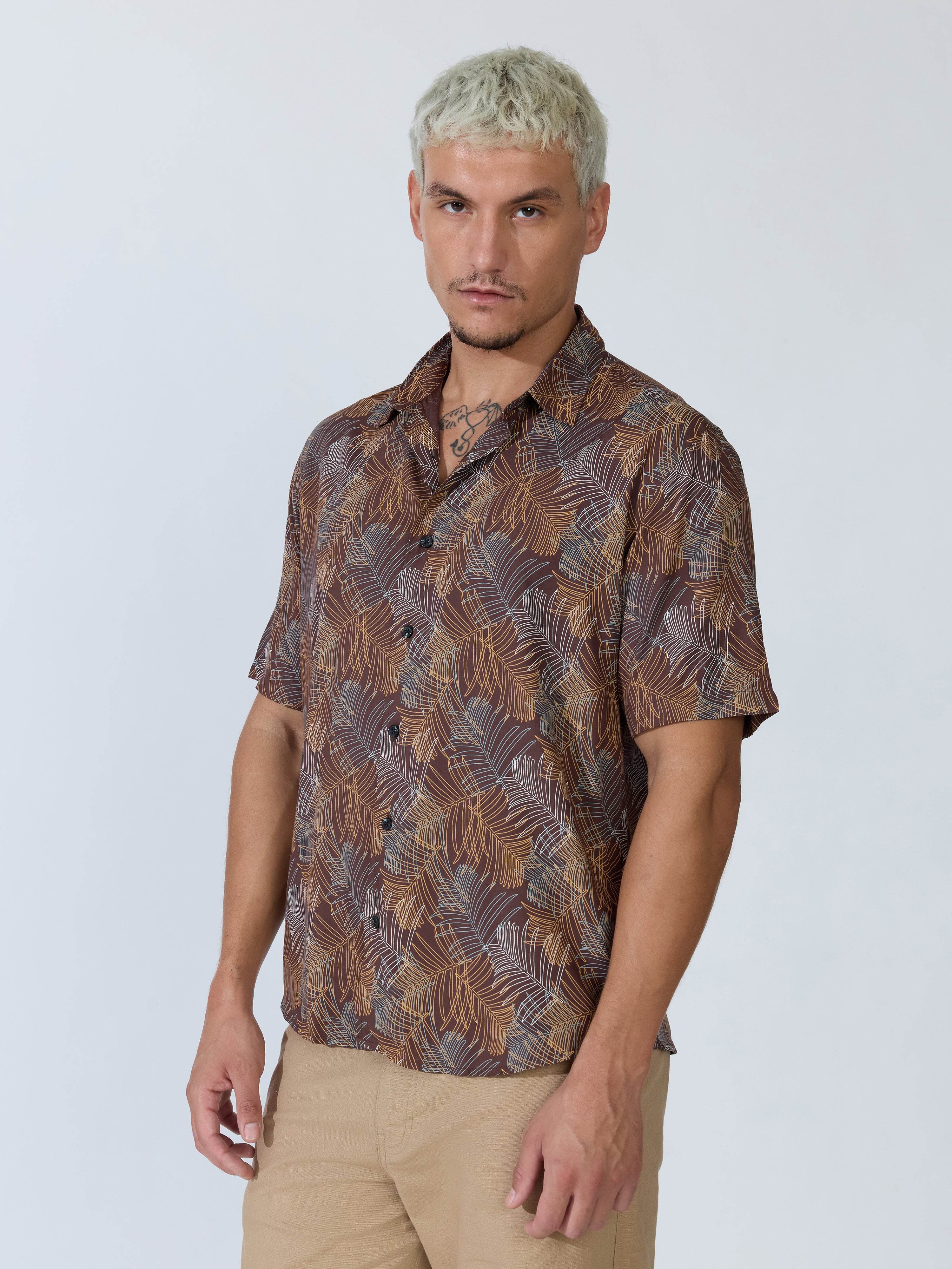 Koralo - Digital Printed Half Sleeve Shirt - Brown