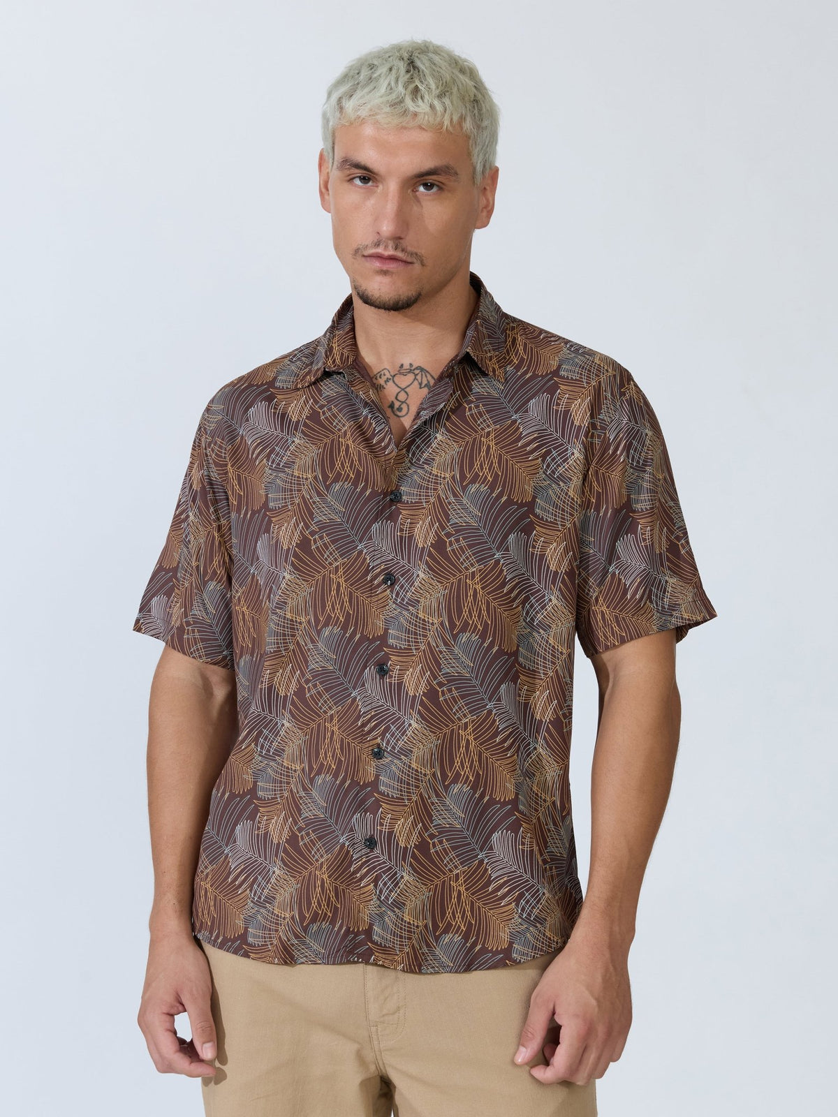 Koralo - Digital Printed Half Sleeve Shirt - Brown - Espanshe