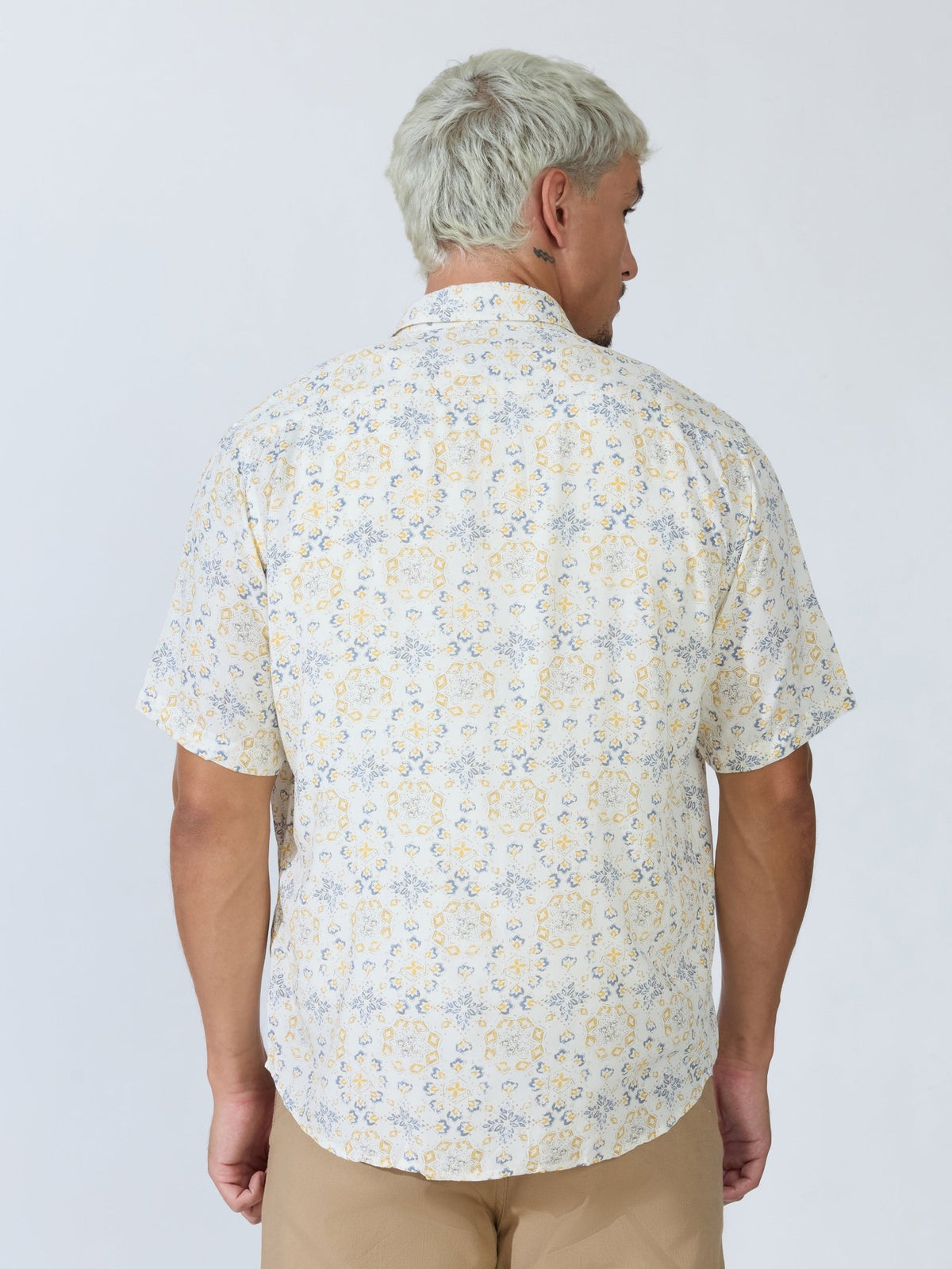 Koralo - Digital Printed Half Sleeve Shirt - Yellow - Espanshe
