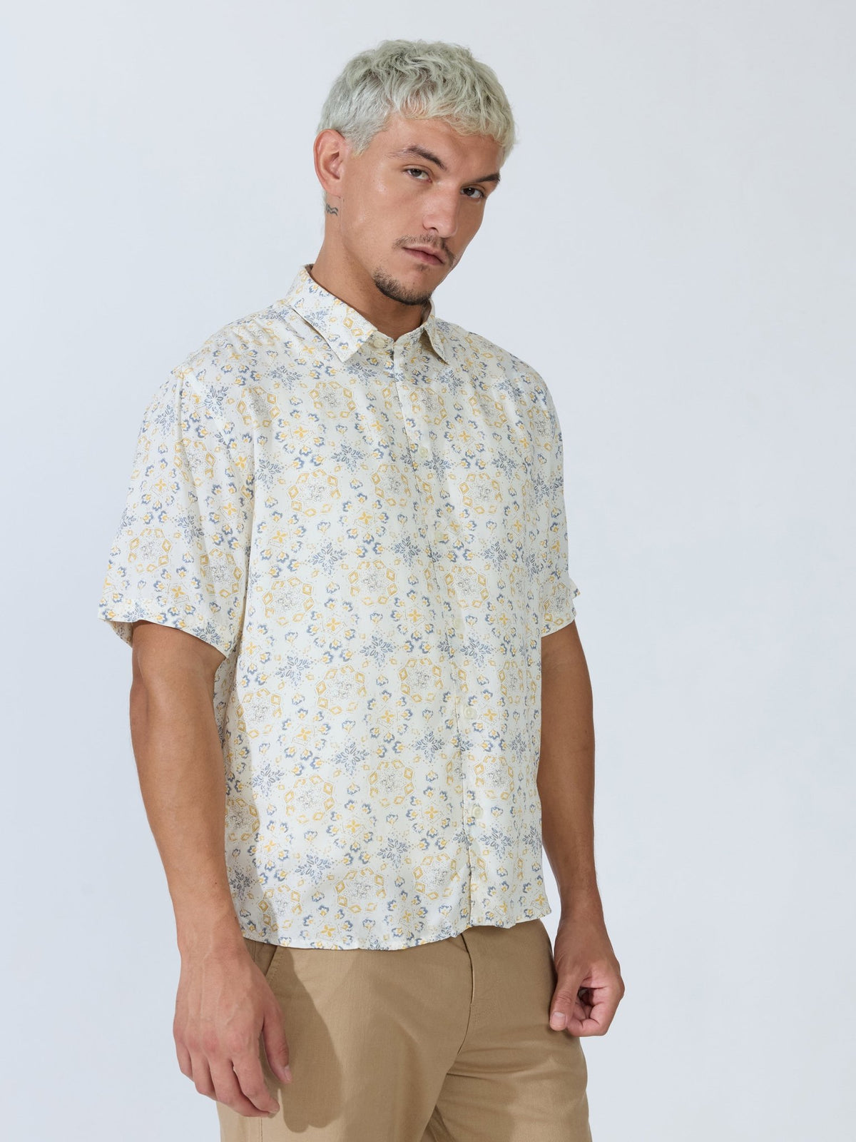 Koralo - Digital Printed Half Sleeve Shirt - Yellow - Espanshe