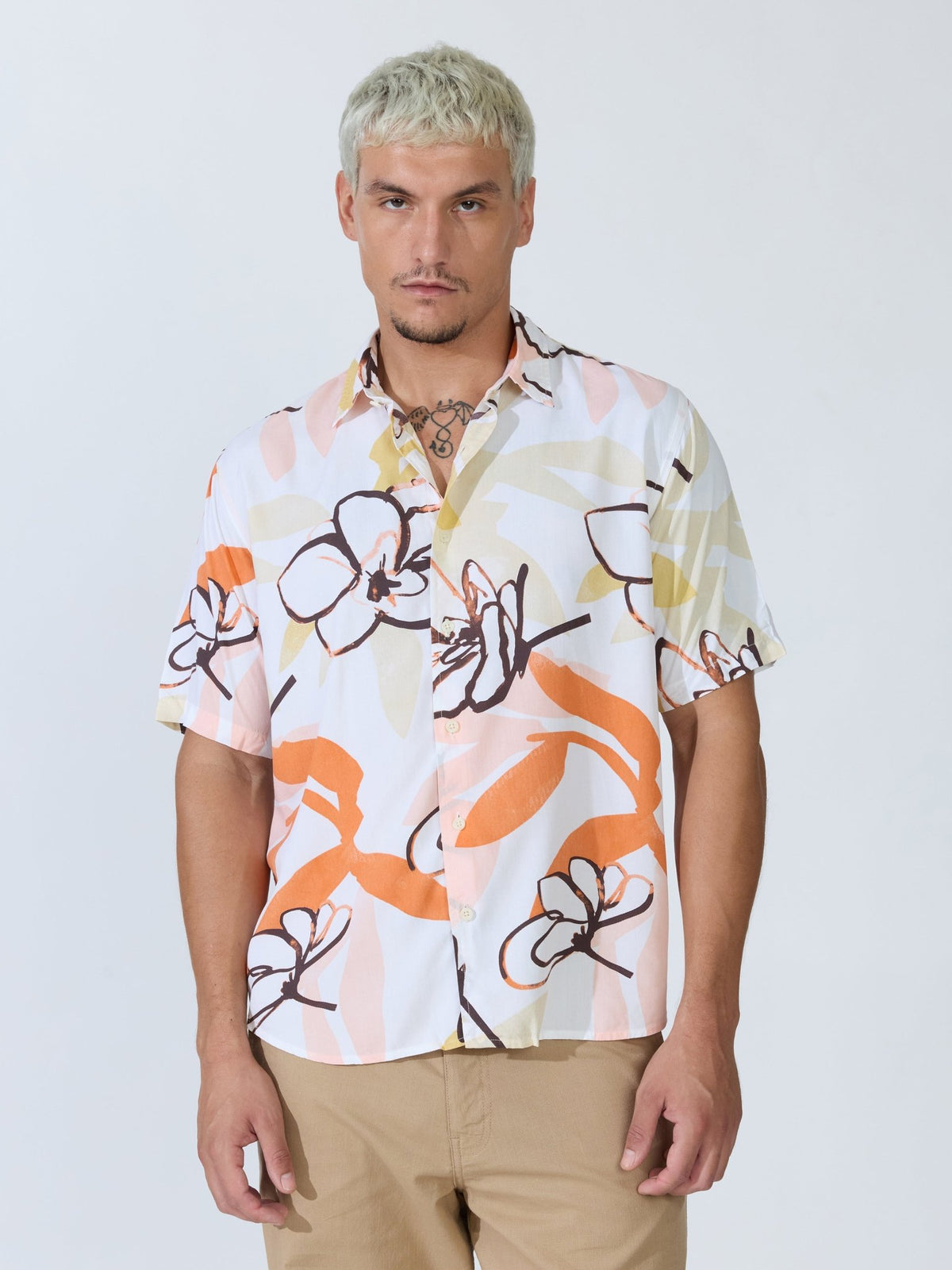 Koralo - Digital Printed Half Sleeve Shirt - White - Espanshe