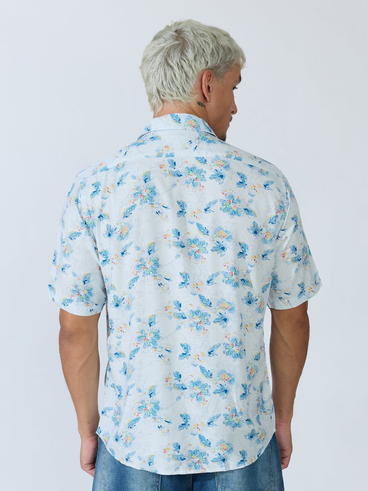 Koralo - Digital Printed Half Sleeve Shirt - Light Blue - Espanshe