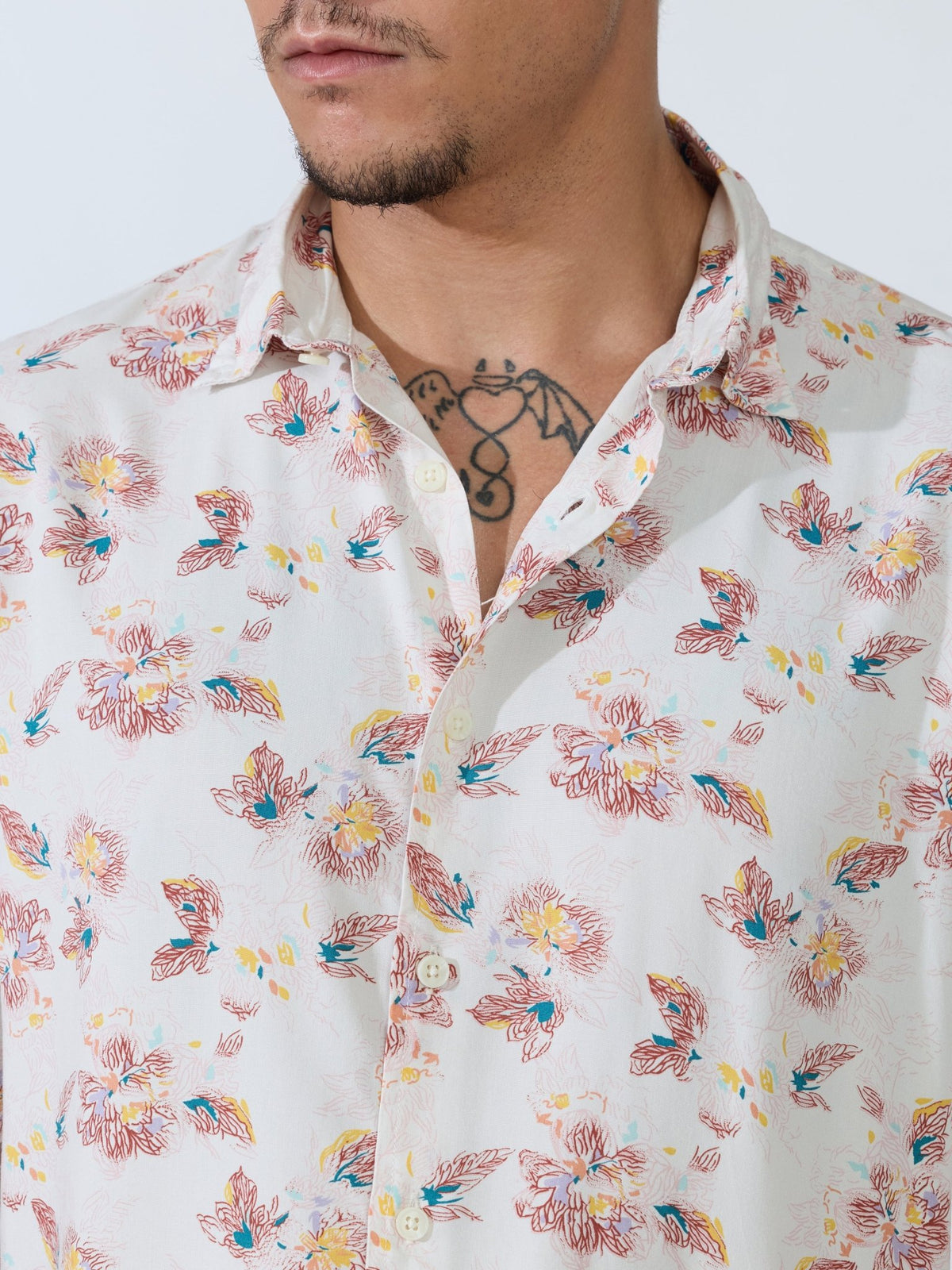Koralo - Digital Printed Half Sleeve Shirt - Red - Espanshe