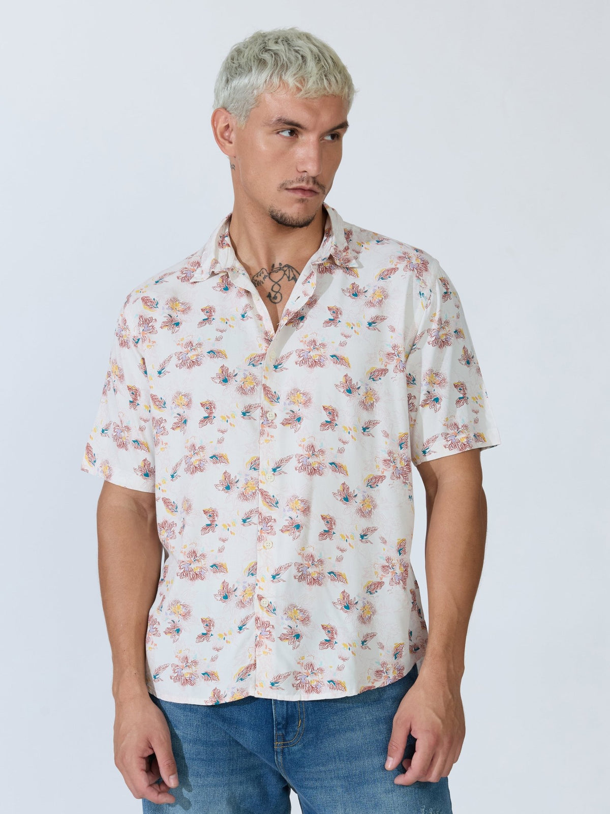 Koralo - Digital Printed Half Sleeve Shirt - Red - Espanshe