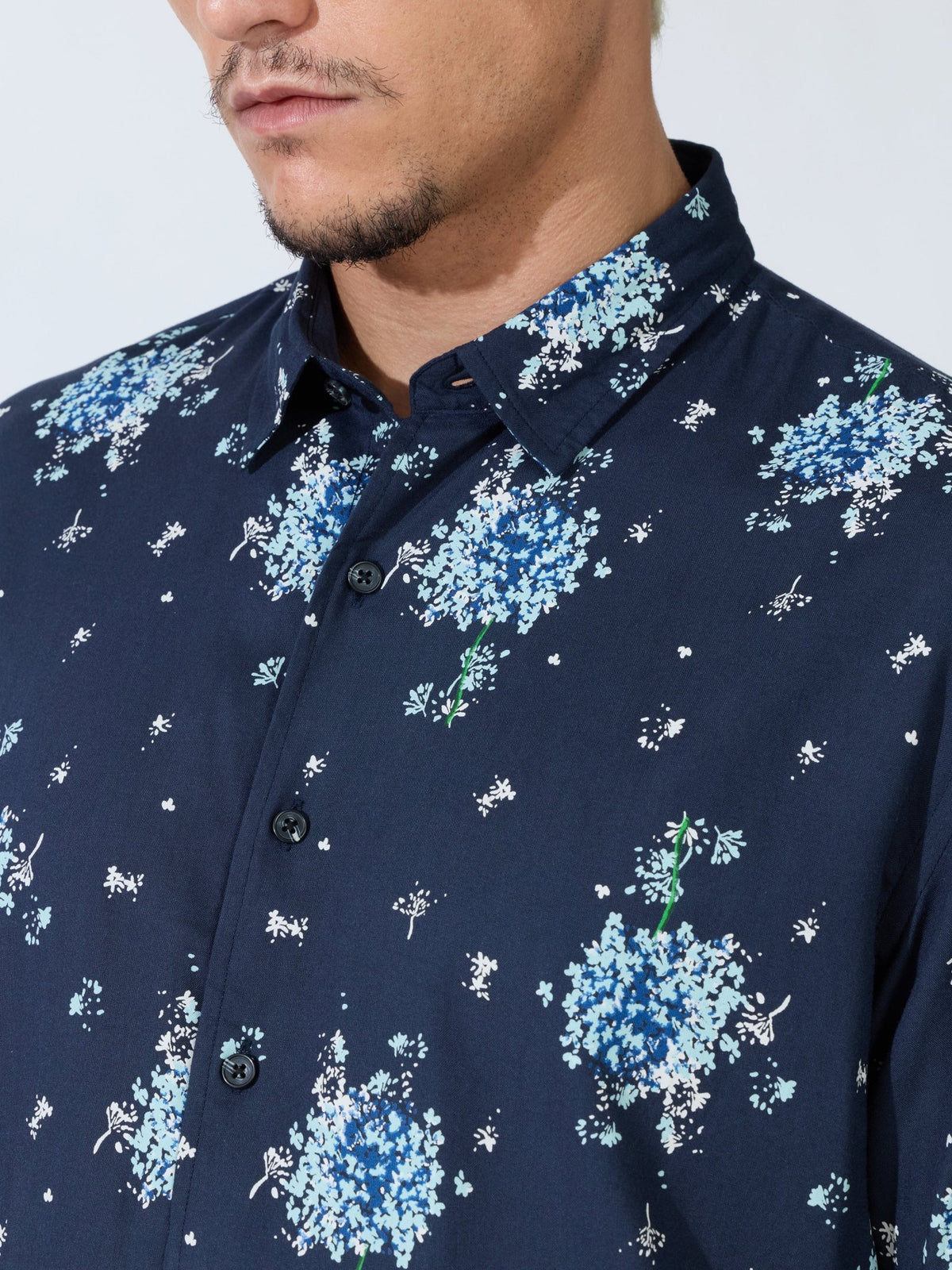 Koralo - Digital Printed Half Sleeve Shirt - Navy Blue - Espanshe