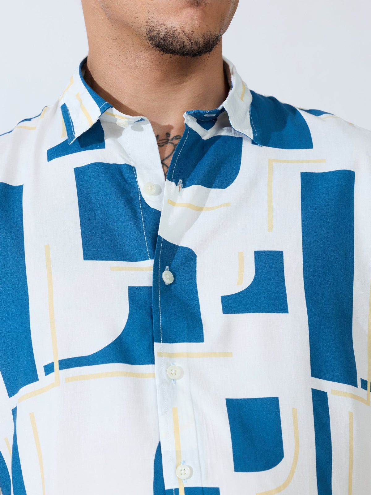 Koralo - Digital Printed Half Sleeve Shirt - Medium Blue - Espanshe