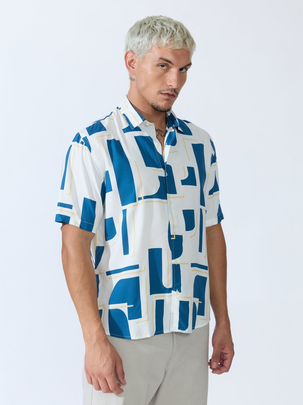 Koralo - Digital Printed Half Sleeve Shirt - Medium Blue - Espanshe