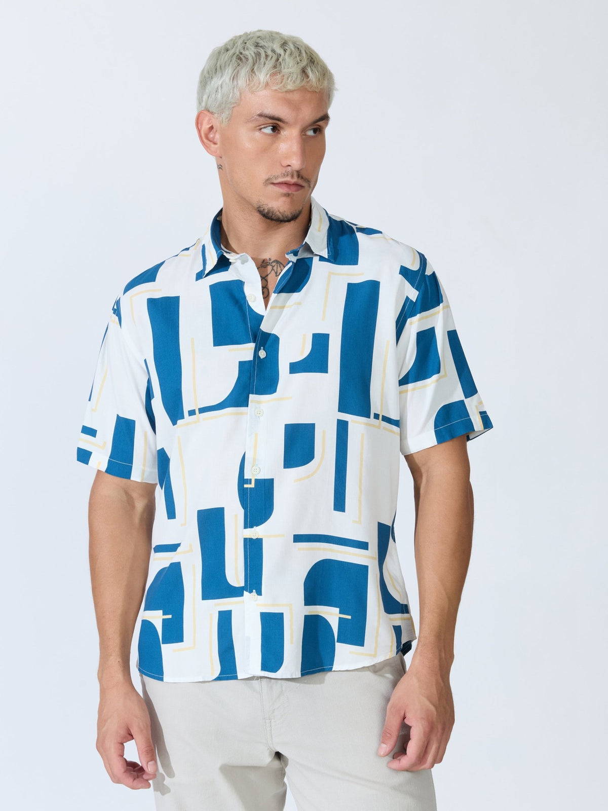 Koralo - Digital Printed Half Sleeve Shirt - Medium Blue - Espanshe