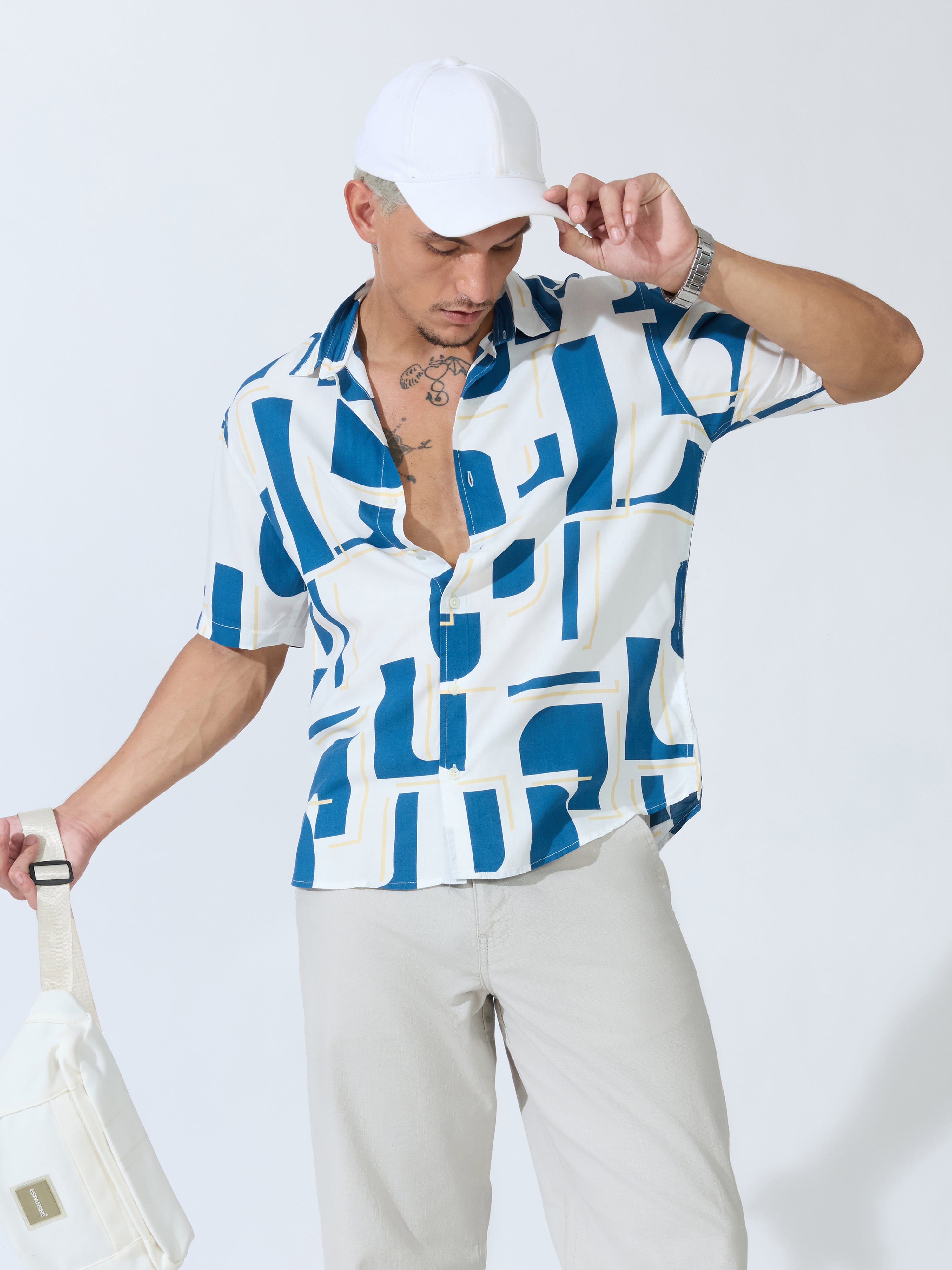 Koralo - Digital Printed Half Sleeve Shirt - Medium Blue