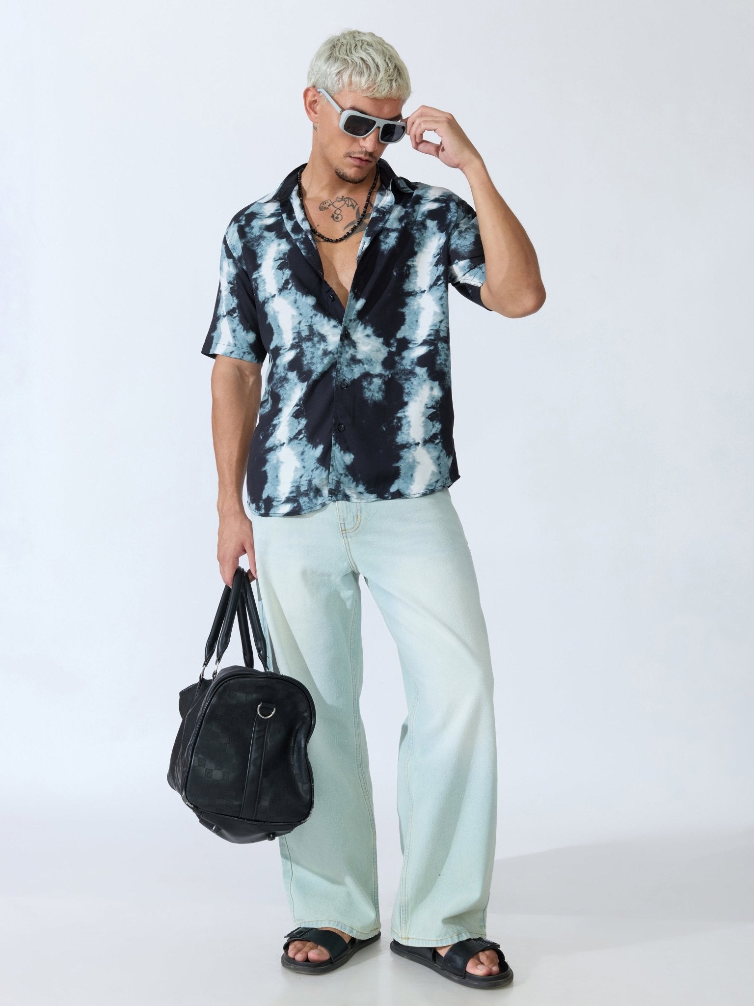 Koralo - Digital Printed Half Sleeve Shirt - Black - Espanshe