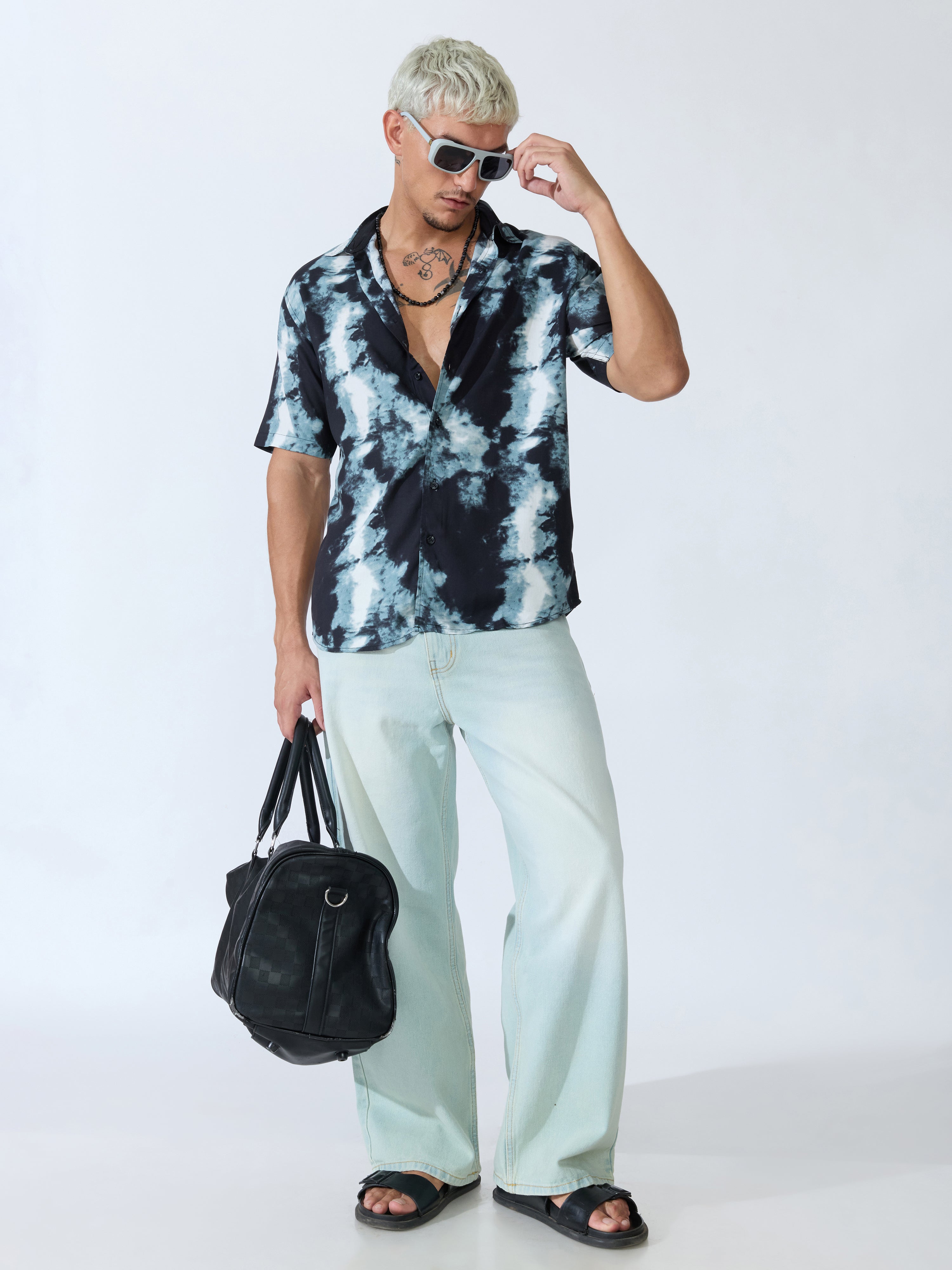 Koralo - Digital Printed Half Sleeve Shirt - Black