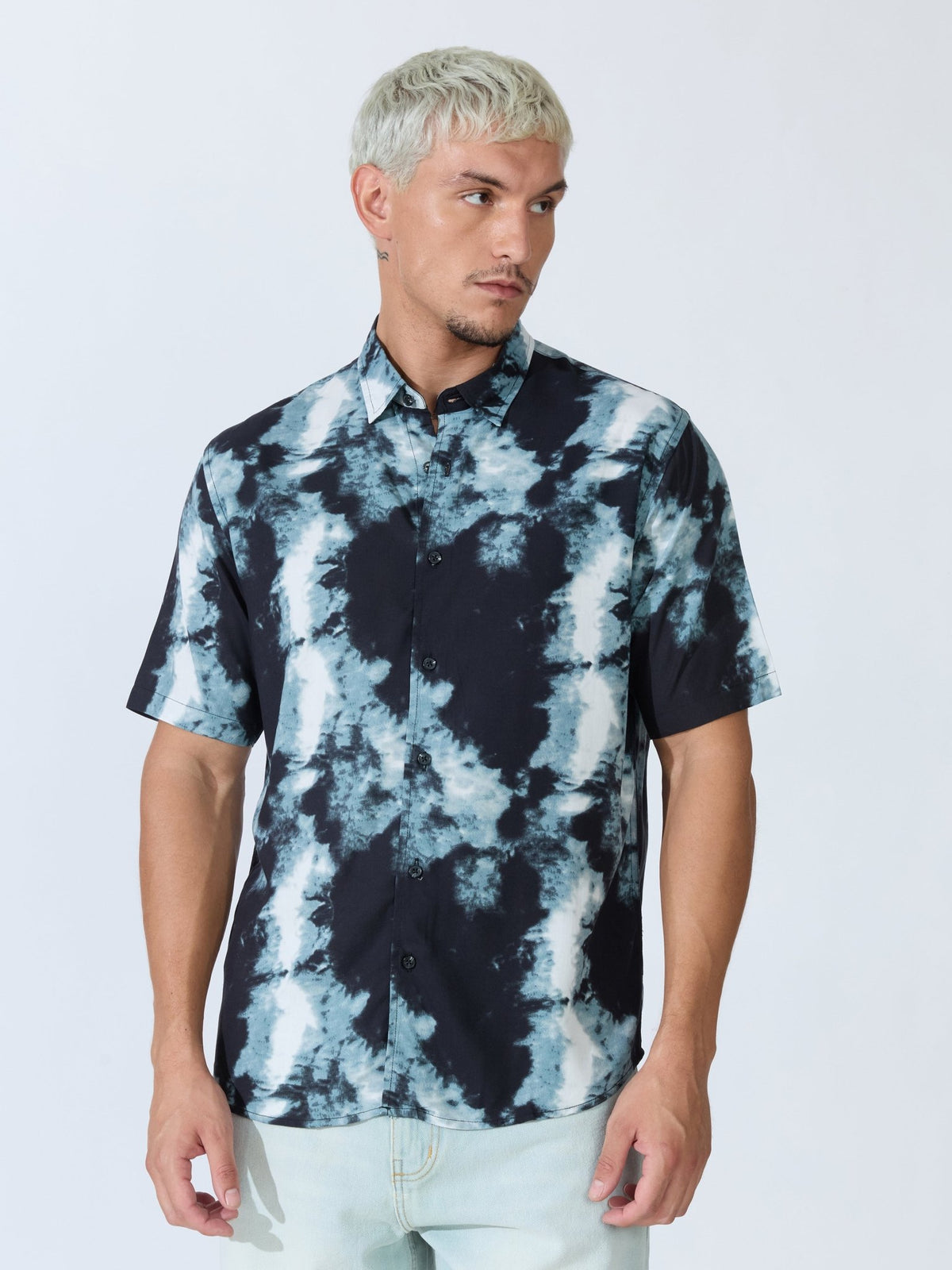 Koralo - Digital Printed Half Sleeve Shirt - Black - Espanshe