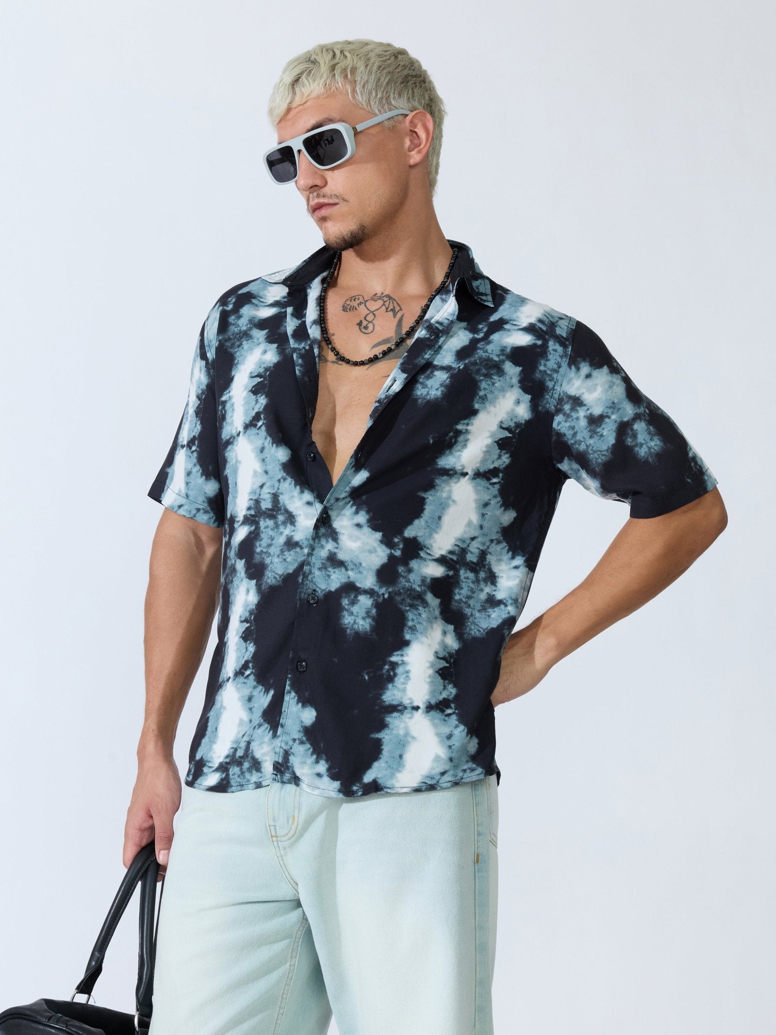 Koralo - Digital Printed Half Sleeve Shirt - Black - Espanshe
